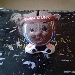 Vintage Jasco Super Jocks Slam Dunk BASKETBAL PIGGY Coin Penny BANK, Basketball Change Collecter, Sports Bank, Childs Kinderkamer Decor