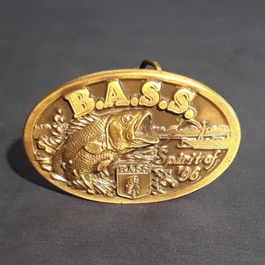 BASS Spirit Of &#39;96 Brass Fishing BELT BUCKLE, Fishermen Collectibles, Men&#39;s Accessories, Men&#39;s Jewelry,  Gifts for him, Clothing