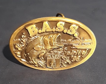 BASS Espíritu de la pesca de latón del 96 BELT BUCKLE, Coleccionables de pescadores, Accesorios para hombres, Joyería para hombres, Regalos para él, Ropa