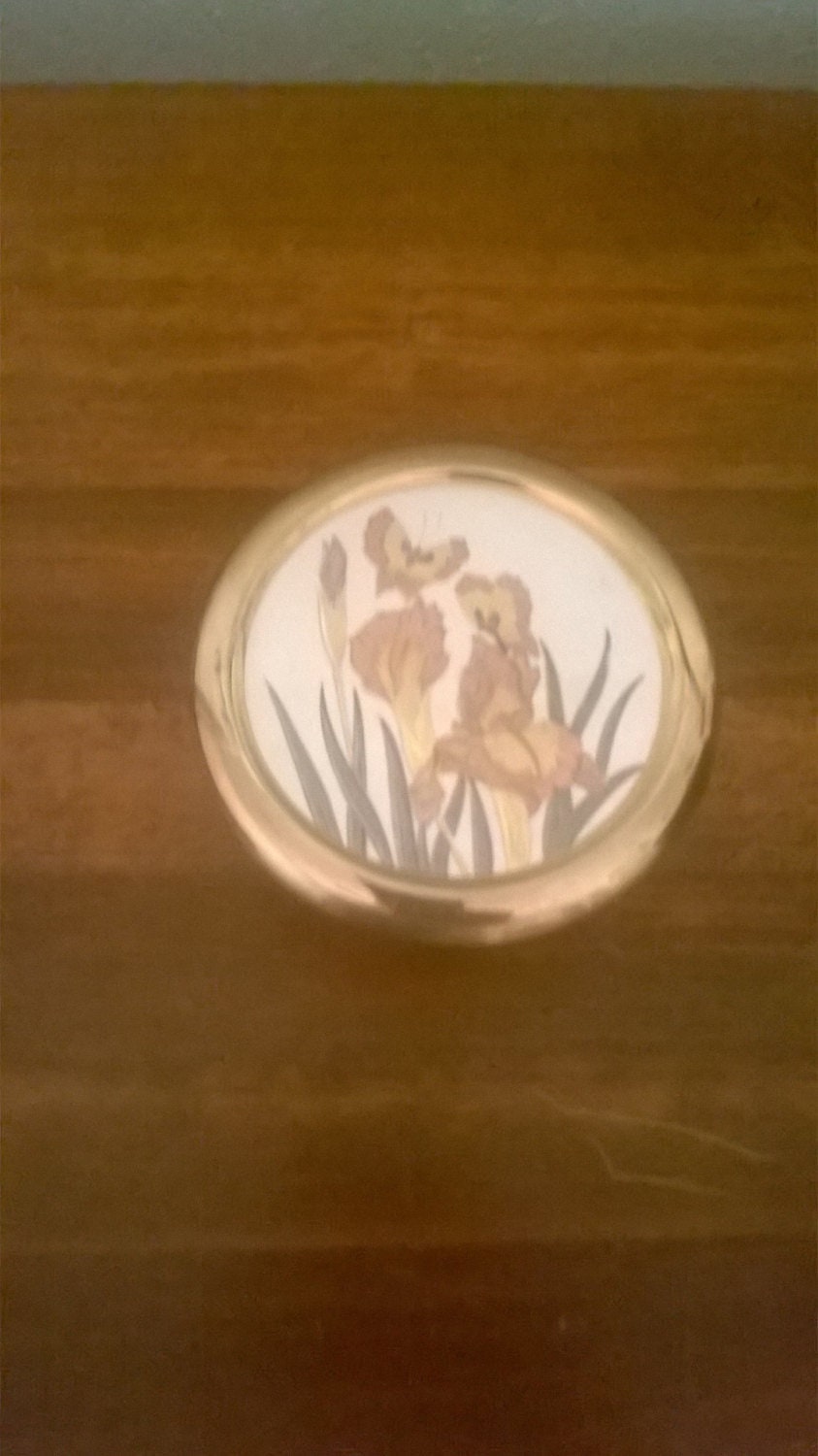 Vintage Handmade Round Porcelain CHOKIN JEWELRY Ring Dish BOX