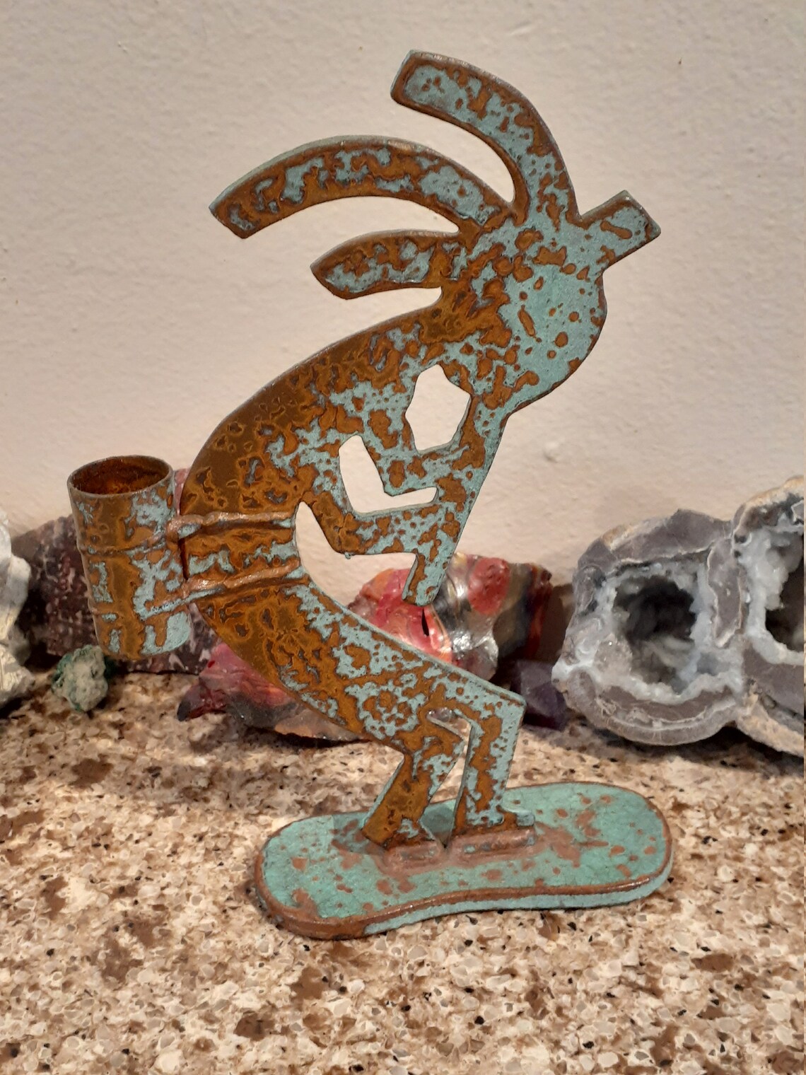 KOKOPELLI CANDLE HOLDER Statue Solid Metal Native Etsy