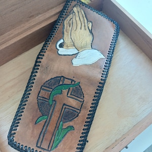 Vintage HANDMADE Hand Tooled Made In Mexico Hencho En Mexico LEATHER WALLET,Father's Day Birthday Gift For Him Dad Grandpa Husband Her Mom