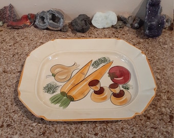 Vintage Design Craft 401 Made In The U S A Vegetable Designed SERVING TRAY Plate Thanksgiving Fall Autumn Service PLATTER Decor Wall Hanger