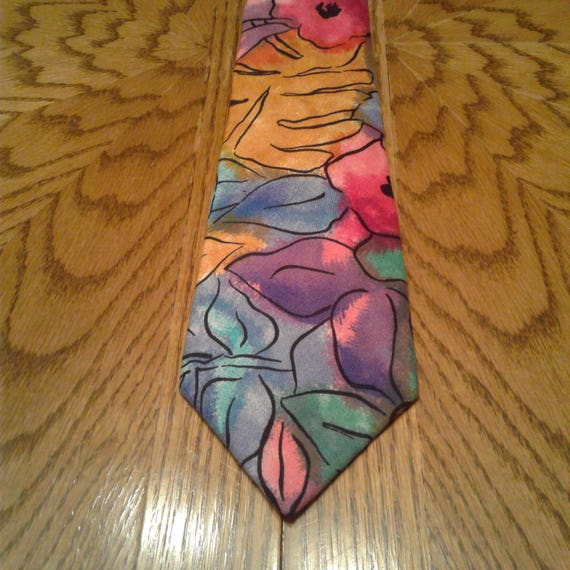 Vintage MCGREGOR Watercolor FLORAL NECKTIE - image 2