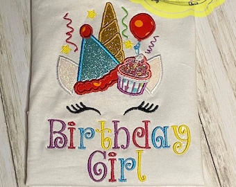 Unicorn Birthday Shirt, Unicorn Party Birthday Shirt, Girl Unicorn Birthday Shirt, Unicorn Face Birthday Shirt, Unicorn Birthday Girl