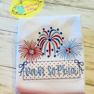 Chemise patriotique personnalisée/Chemise feu d'artifice personnalisée/Chemise fille feu d'artifice/Chemise feu d'artifice/Chemise 4 juillet/Chemise patriotique brodée