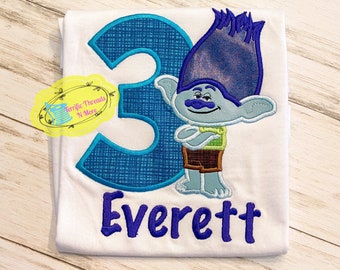 Trolls Branch Birthday Shirt, Branch Troll Birthday Shirt For Girls, Boy Trolls Branch Birthday Shirt, Personalized Branch Troll Shirt