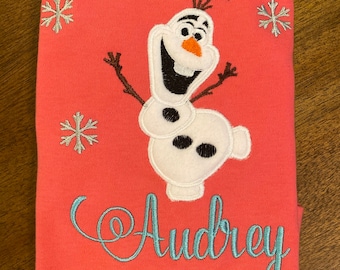Embroidered personalized Frozen Olaf Shirt