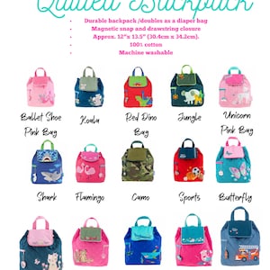 Stephen Joseph Quilted Backpacks/Toddler Bag/Kid Travel Bag/Preschool Backpack/On the Go Diaper Bag/Kid Backpack/ Toddle Backpack