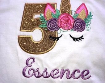 Unicorn Birthday Shirt, Floral Unicorn Birthday Shirt, Girl Unicorn Birthday Shirt, Unicorn Face Birthday Shirt, Unicorn Birthday Girl