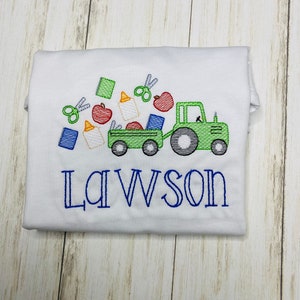 Back To School Tractor Shirt/ Back to School Personalized Embroidered Shirt/ Personalized School Shirt/ Back To School Boy Shirt