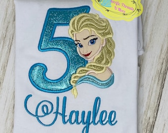 Frozen Elsa Ice Queen Girls Birthday Shirt, Frozen Birthday Shirt, Elsa Birthday shirt, Frozen Inspired Shirt, Frozen Applique Shirt