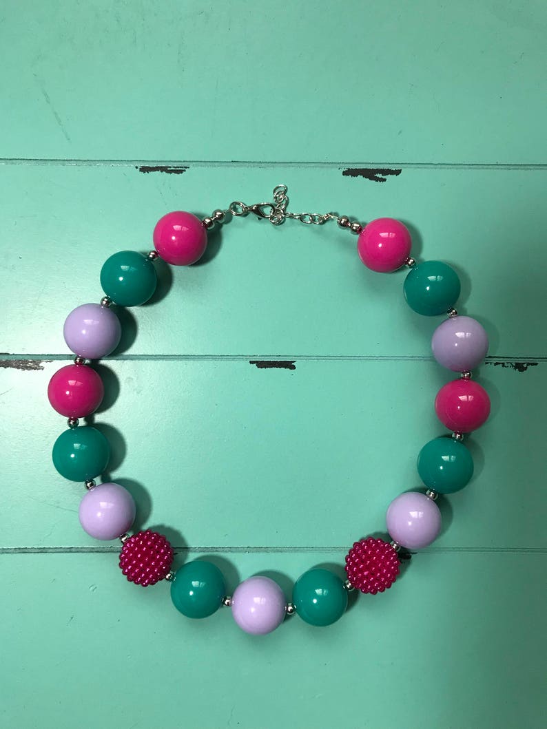 Girl's chunky necklace bubblegum bead necklace toddler | Etsy