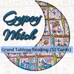 Grand Tableau Lectura con tarjetas de adivinación de bruja gitana (52 tarjetas)