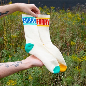 Furry Socks - Cotton/Nylon Blend Crew Socks - Furry Fandom Socks, Funny Geek Socks