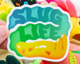 Slug Life - 3" Vinyl Sticker - Waterproof Decal Sticker. Slugs and Bugs, rainbow hand lettered