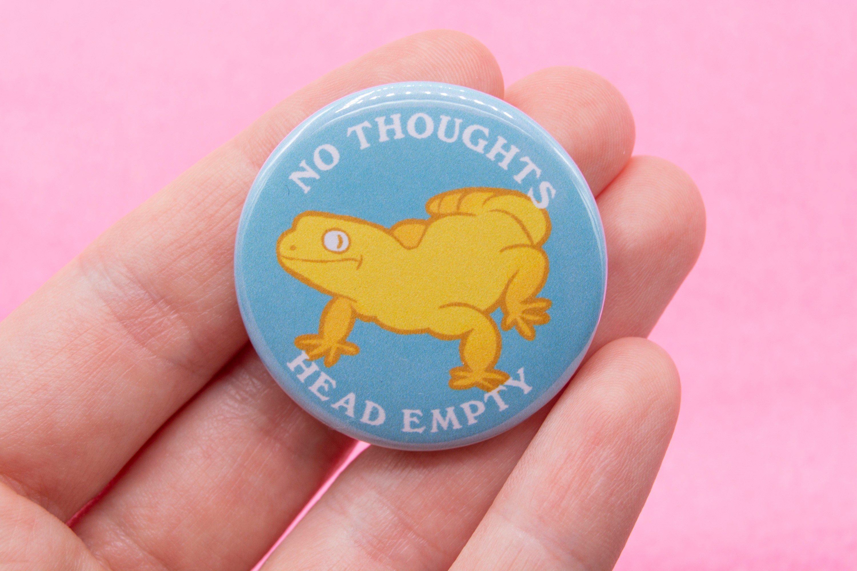 No Thoughts, Head Empty Leopard Gecko - 1.5” Pinback Button - Reptile…
