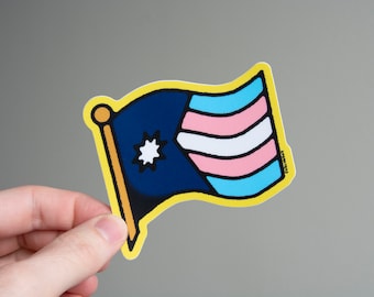 Minnesota Trans Pride Flag - 3" Vinyl Sticker for LGBT Gay Pride, durable weatherproof matte vinyl, Trans Pride Sticker, New Minnesota Flag