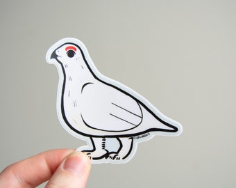 Ptarmigan / Willow Grouse  - 3" Vinyl Sticker, Matte Durable Weatherproof Vinyl Decal, bird Illustration