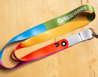 Rainbow Worm Lanyard - Rainbow Dye Sublimated Ribbon Key Holder, Wormfest, Caterpillar