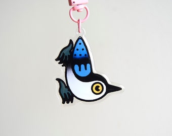 Hungry Nuthatch Keychain - American Traditional Tattoo Inspired