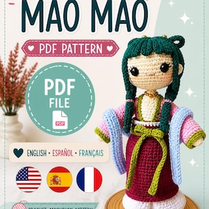 Herbalist Girl Amigurumi Pattern, Anime Inspired Crochet Doll PDF, Detailed Outfit & Accessories, MAO MAO