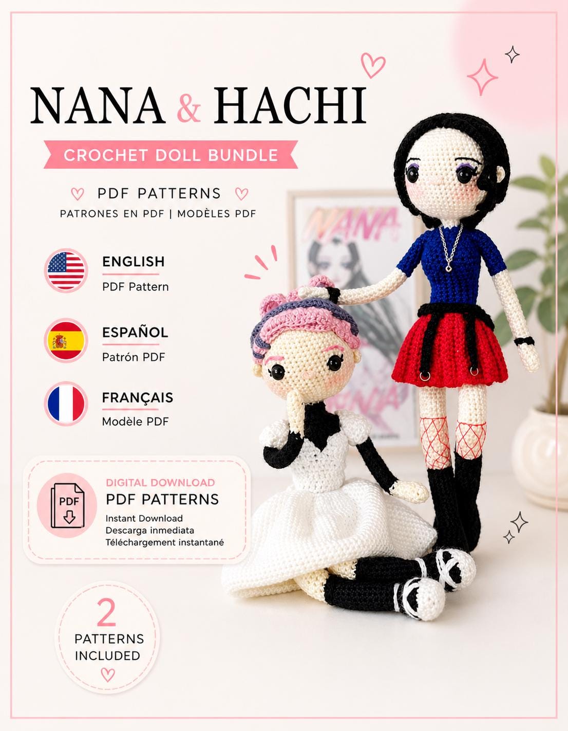 30 Anime Crochet Patterns to Stitch Your Favorite Characters, Plushies, and Fan-Favorite... 33 Nana and Hachi Amigurumi Bundle