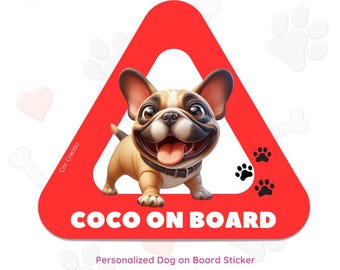 Bulldog On Board Sticker Personalized, Dog Car Decal with Name, Custom Pet Car Sticker Gift Personalized Dog Vinyl
