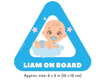 Baby On Board Sticker with Name, Personalized Car Decal Girl, Cute Baby Car Sticker, Custom Baby Name Sign Personalized Baby Vinyl