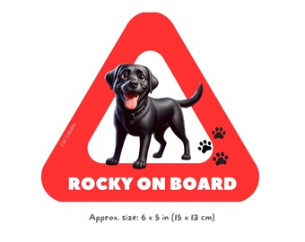 Labrador On Board Sticker, Personalized Labrador Car Decal with Name, Custom Dog Sticker, Gift for Dog Lovers Personalized Dog Vinyl