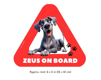 Great Dane On Board Sticker, Personalized Dog Car Decal with Name, Custom Pet Sticker, Gift for Great Dane Lovers Personalized Dog Vinyl