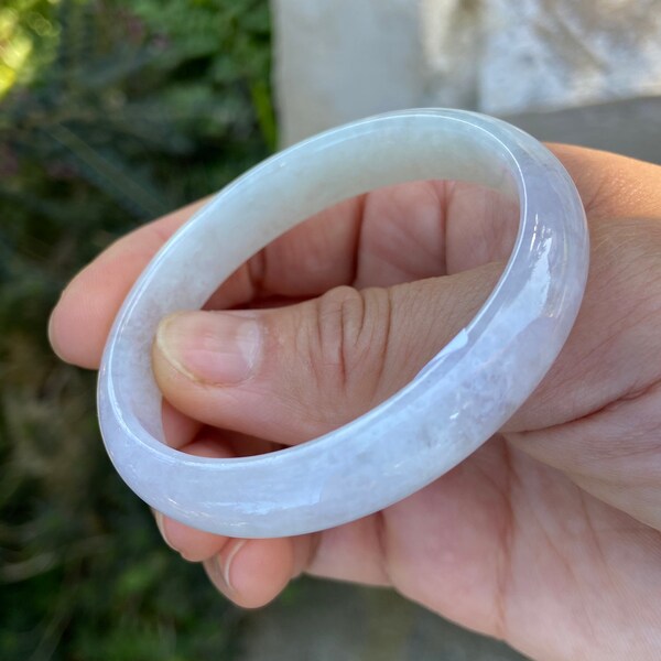 Certified Natural untreated Top quality Grade A Icy green pink lavender jadeite jade bangle Myanmar Jade Bangle oval shape 50.5mm x 44.5mm