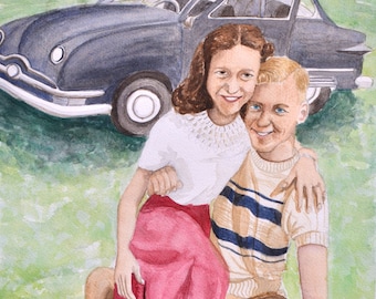 Custom Hand Painted Portraits, Watercolor Portrait, Couples Portraits, Family Portraits