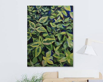 Original Greenery Oil Painting, Green Leaves, Ivy Oil Painting