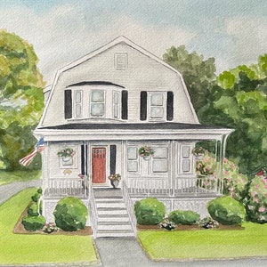 Hand Painted Watercolor House Painting, Custom House Portrait from Photo, Housewarming Gift, Realtor Closing Gift, Gift for Parents image 9