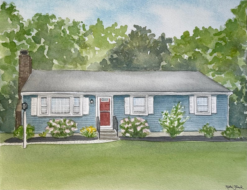 Hand Painted Watercolor House Painting, Custom House Portrait from Photo, Housewarming Gift, Realtor Closing Gift, Gift for Parents image 6