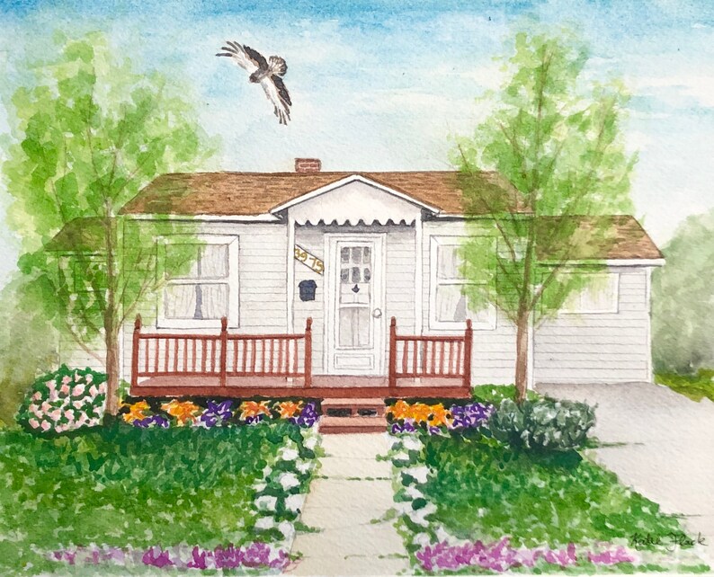 Custom Watercolor House Painting Home Portrait Watercolor Etsy