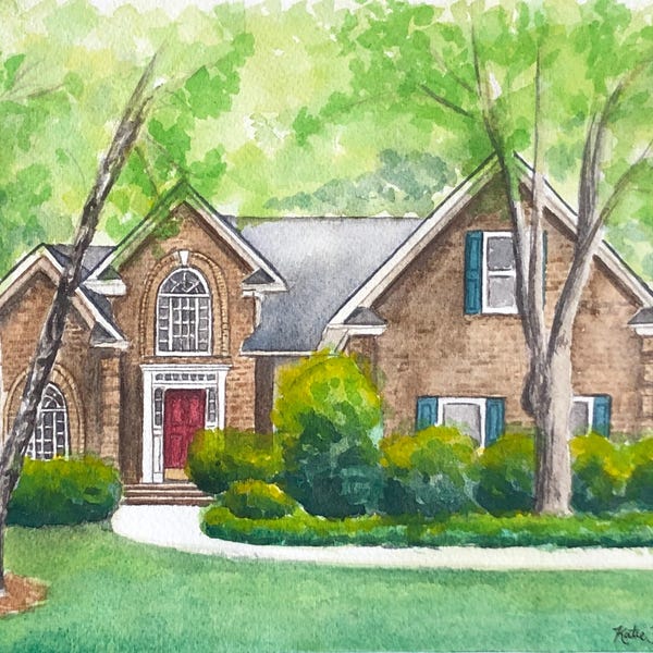 Custom Watercolor House Portrait, Hand Painted Home, Realtor Gift