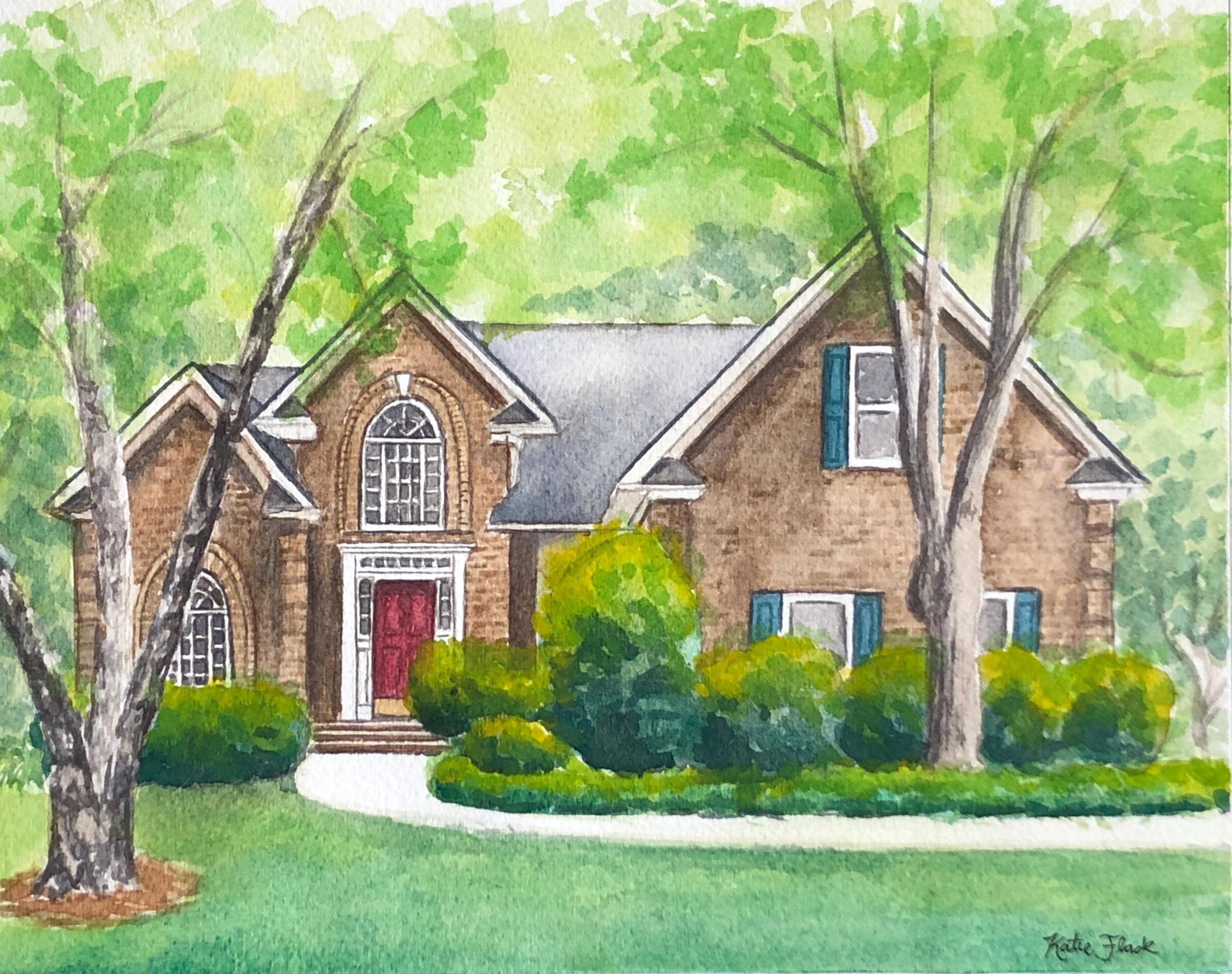 Hand Painted Watercolor House Painting, Custom House Portrait from Photo, Housewarming Gift, Realtor Closing Gift, Gift for Parents