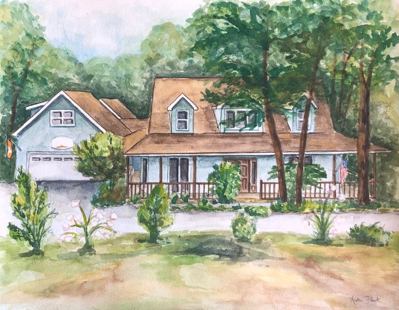 Hand Painted Watercolor House Painting, Custom House Portrait from Photo, Housewarming Gift, Realtor Closing Gift, Gift for Parents image 10