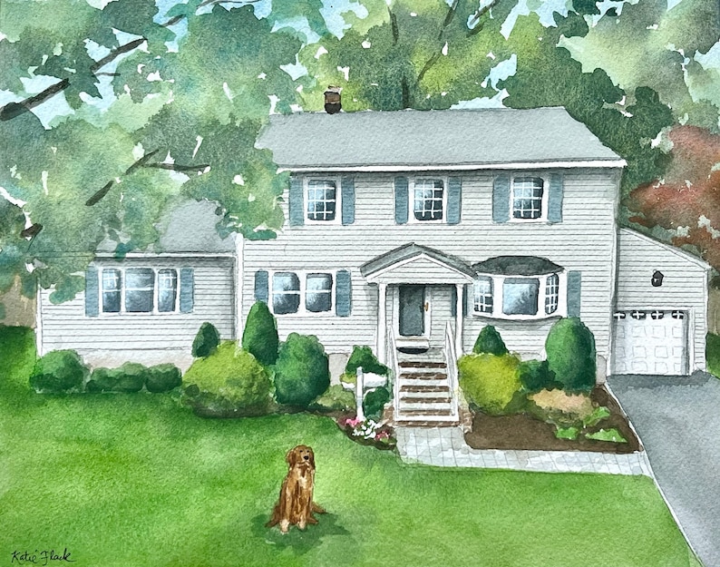 Hand Painted Watercolor House Painting, Custom House Portrait from Photo, Housewarming Gift, Realtor Closing Gift, Gift for Parents image 3