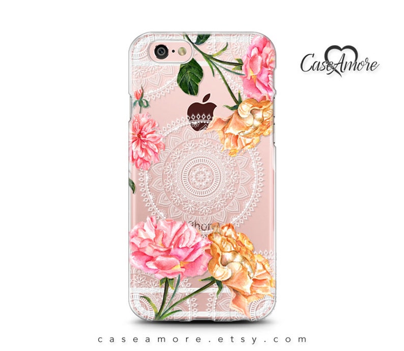Samsung Galaxy case iPhone XS case Galaxy S10 case iPhone 11 case Henna Mandala Art Clear Rubber iPhone 8 Plus case iPhone 7 case