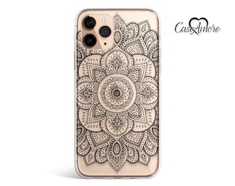Henna Mandala Art, iPhone 13 Hülle, iPhone 11 Pro Hülle, iPhone 12 Hülle, iPhone XS Hülle, Clear Rubber, Galaxy S20 Hülle, Samsung Galaxy Hülle