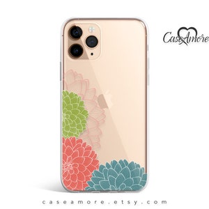 Dahlia Flowers, iPhone 15 case, iPhone Xs case, iPhone Xs Max case, Clear Rubber case, iPhone 8 case, 8 Plus case, clear iPhone 7 case