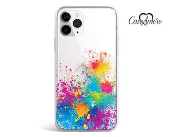 Paint Splash, iPhone 13, iPhone 12 Pro case, iPhone 11 case, Clear Rubber cases, iPhone X case, iPhone XS case clear, Galaxy S20 case