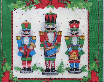 4 x Christmas Nutcrackers Paper Napkins Serviettes Craft Supplies Decoupage NEW