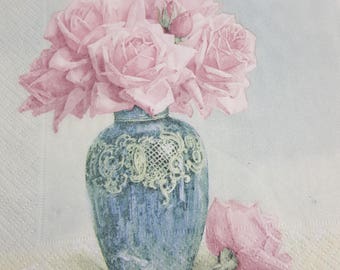 4x Paper Napkins for Decoupage Craft Welcome Pink
