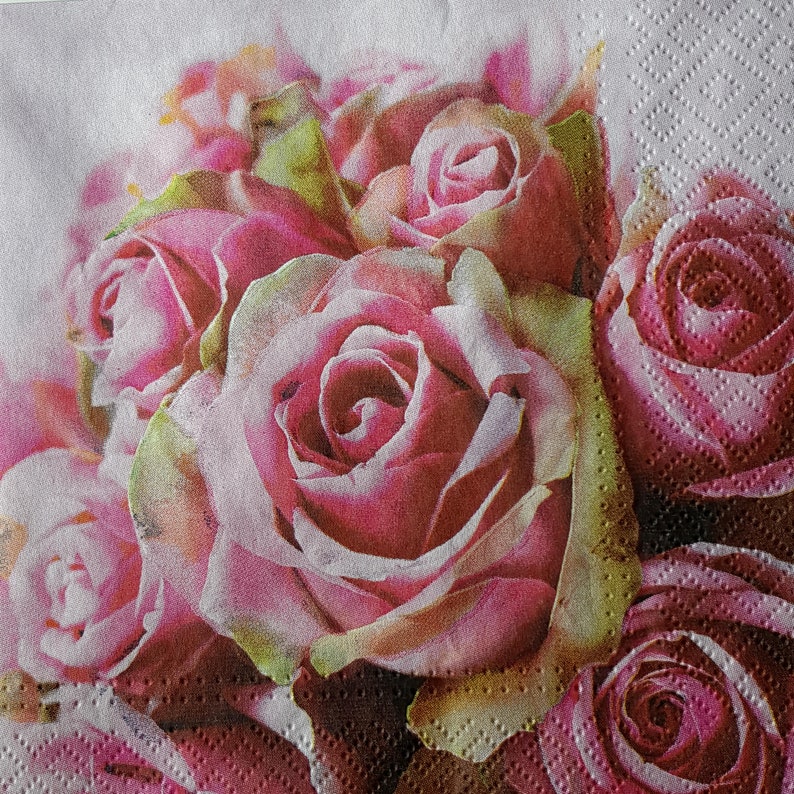 4x Paper Napkins for Decoupage Decopatch Red Roses Wedding