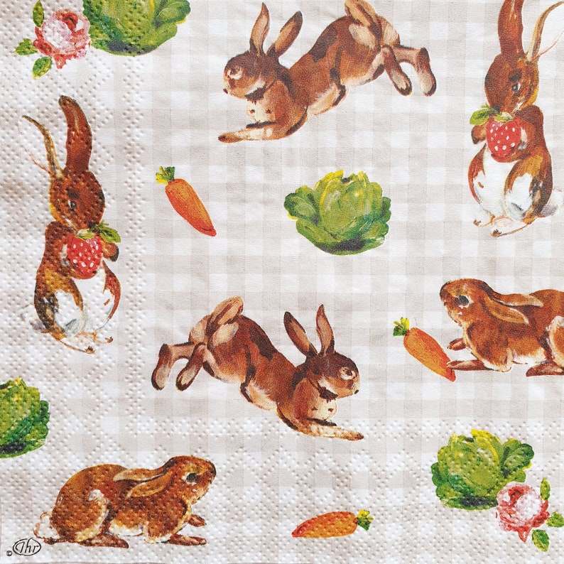 13 inch 4 single Easter Paper Napkins NEW Serviettes BUNNY /& LITTLE CHICKEN