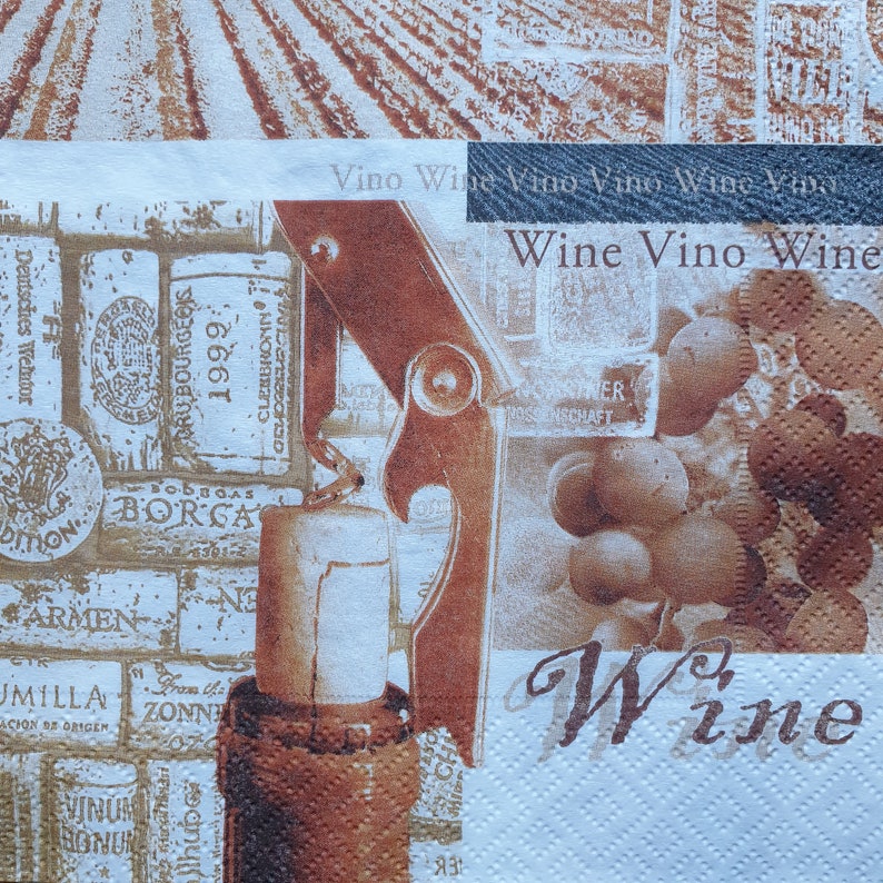 4 Premium Quality Paper Napkins Serviettes Aged Wine Napkins Vintage Design New